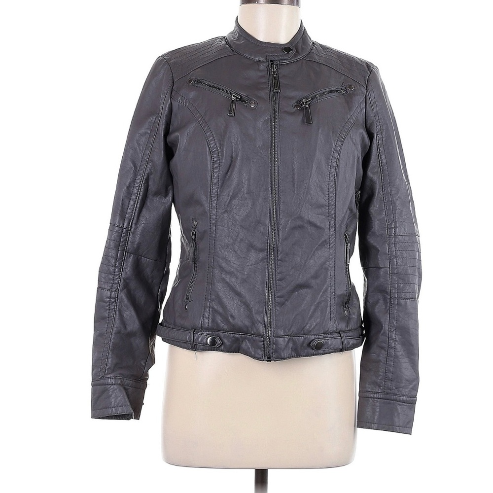 Chic Women's Charcoal Leather Jacket